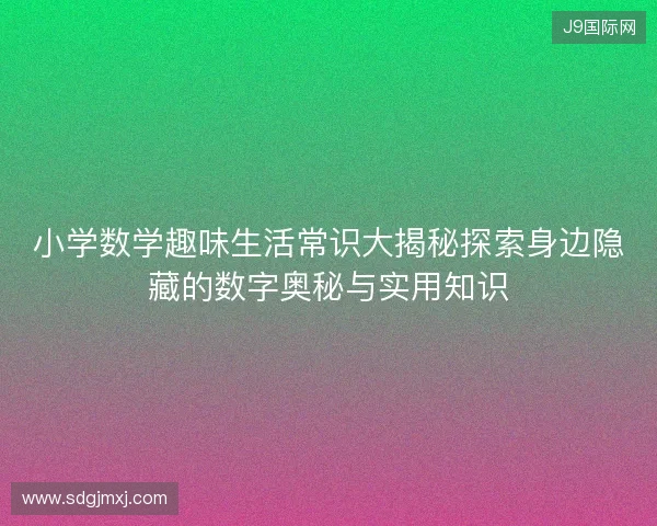 小学数学趣味生活常识大揭秘探索身边隐藏的数字奥秘与实用知识 小学数学趣味生活常识大揭秘探索身边隐藏的数字奥秘与实用知识